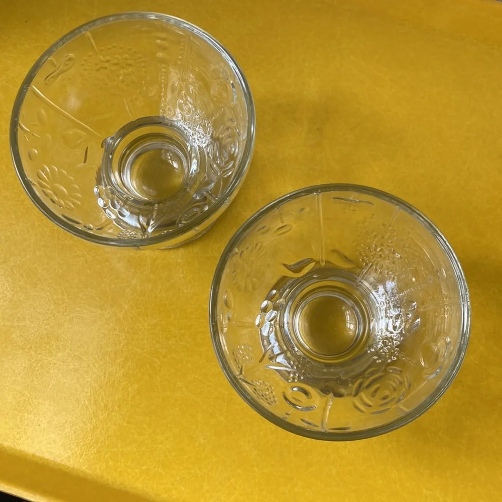 Iittala Oiva Toukka vintage footed glass pedestal bowls set of two